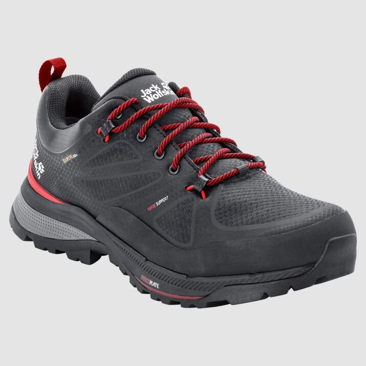 Jack Wolfskin Mens Force Striker Texapore Low Hiking Shoes Black/Red 729630BYU